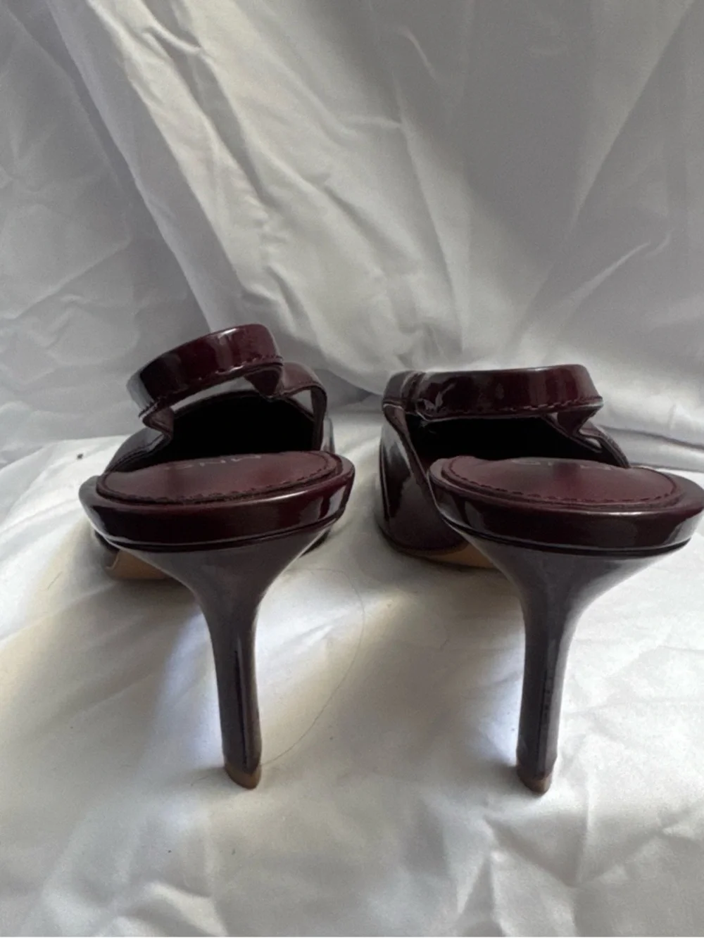 Mango Burgundy Patent Pointed-Toe Slingback Heels - Picture 2 of 5